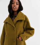 Asos Design Tall Oversized Collared Coat With Sleeve Detail