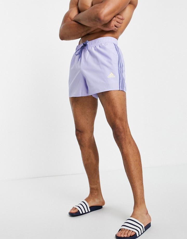 Adidas Swimming Shorts With Three Stripe In Purple