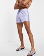 Adidas Swimming Shorts With Three Stripe In Purple