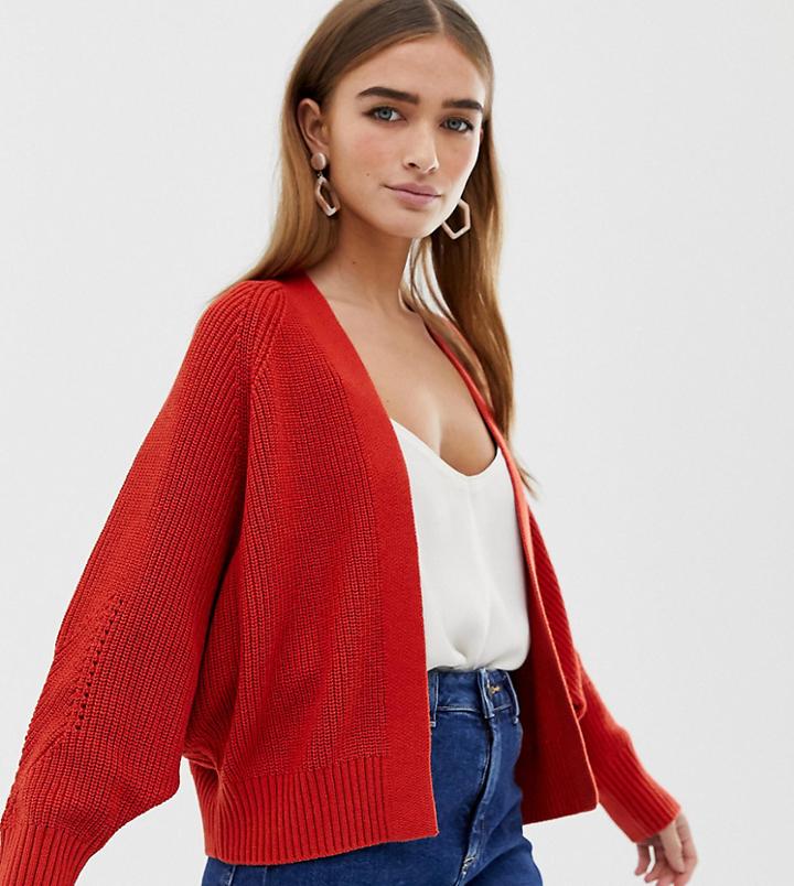 Asso Design Petite Eco Mixed Rib Cardigan - Red