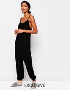 Nocozo Relaxed Jumpsuit With Rouched Neck - Darkest Gray