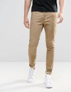 Asos Super Skinny Trousers With 5 Pockets In Sand Washed Effect - Sand