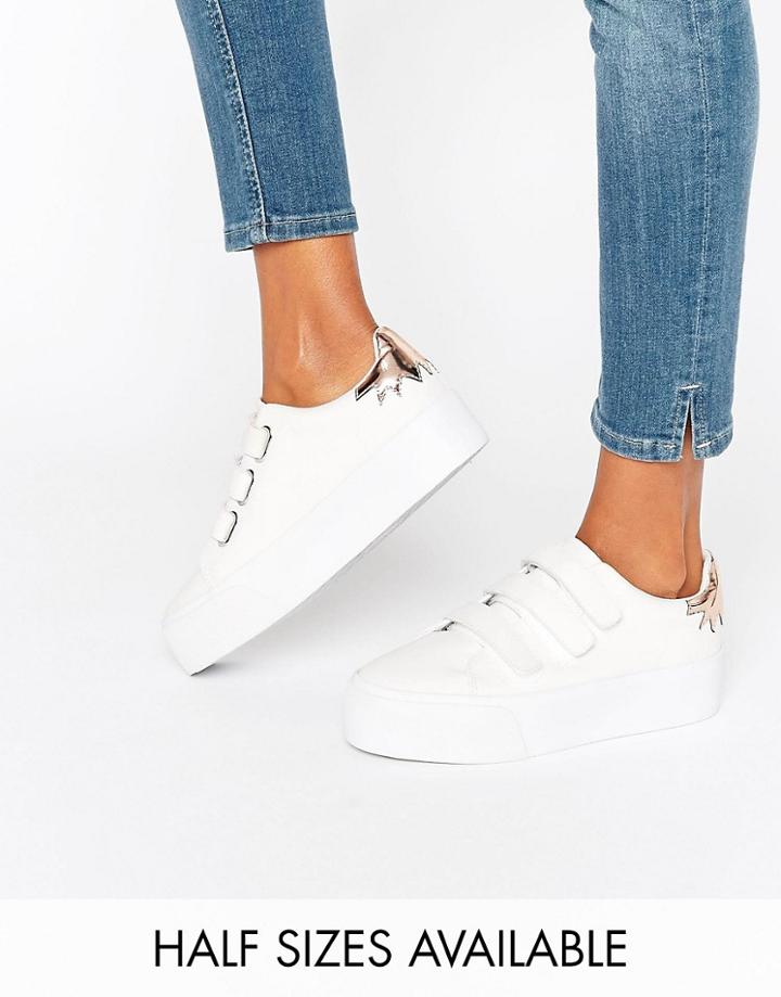 Asos Davius Velcro Novelty Sneakers - White