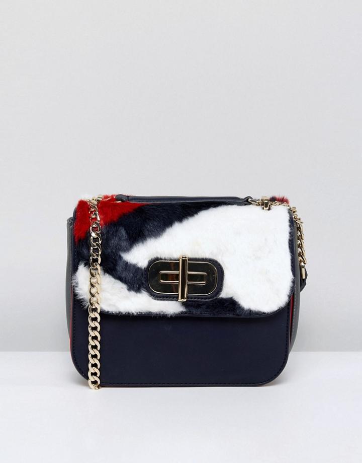 Tommy Hilfiger Twist Lock Fur Crossbody Bag - Multi