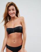 Asos Mix And Match Cupped Bandeau Bikini Top With Hook And Eye - Black