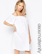 Asos Maternity Off Shoulder Mini Dress - White