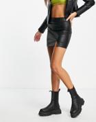 Aeropostale Pu Zip Mini Skirt In Black