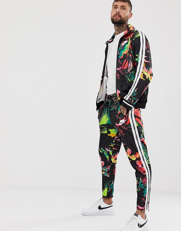 Nike Floral Track Pant In Black