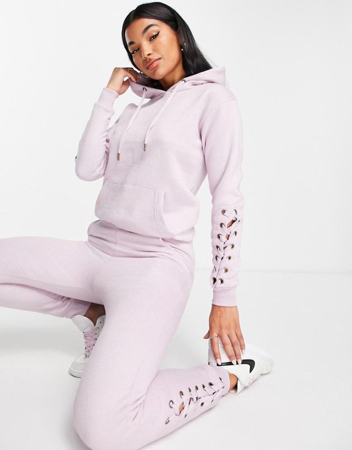 Pindydolls Ella Lace Side Sweatpants & Hoodie Tracksuit-purple