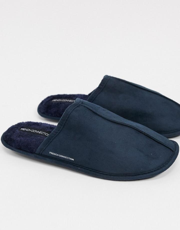 French Connection Mule Slippers In Navy