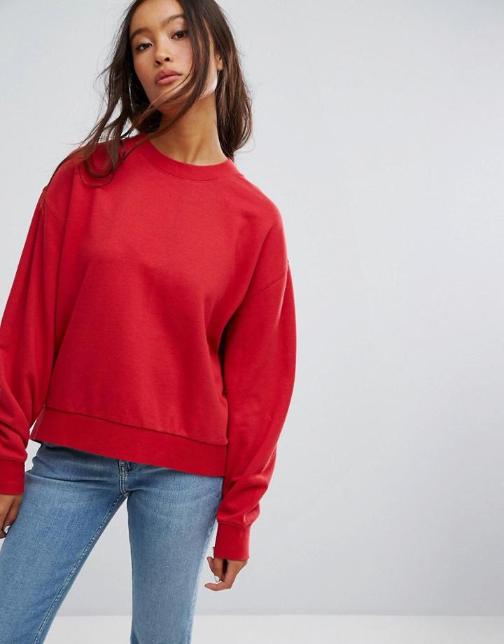 Weekday Huge Cropped Sweatshirt - Red