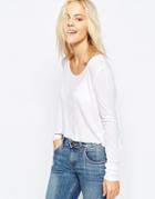 Asos Cropped Swing Top In Slouchy Rib With Scoop Neck - White