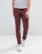 Waven Skinny Jeans In Burgundy - Red