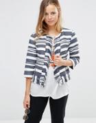 Only Carli Fringe Boxy Jacket - Night Sky Solid
