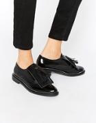 Asos Mariella Premium Leather Flat Shoes - Black