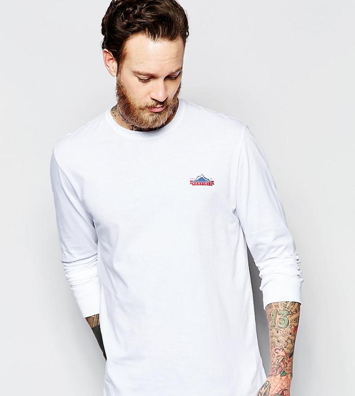 Penfield Long Sleeved T-shirt With Mountain Logo In White Exclusive - White