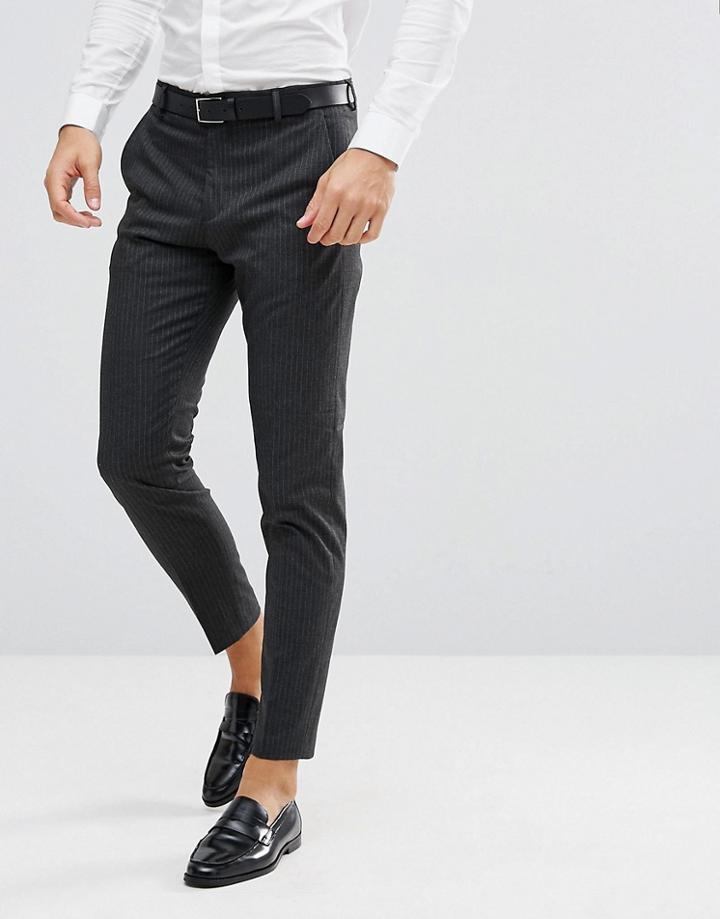 Selected Homme Tapered Suit Pants In Pinstripe - Gray