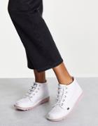Kickers Kick Lo Cosmic Leather Flat Shoes In White
