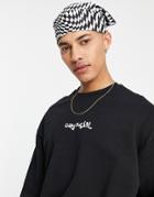 Asos Daysocial Oversized Sweatshirt With Chest Logo Print In Black
