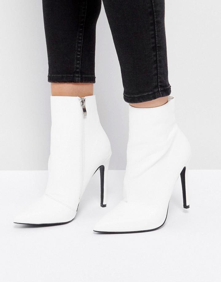 Public Desire Harlee White Pointed Ankle Boots - White