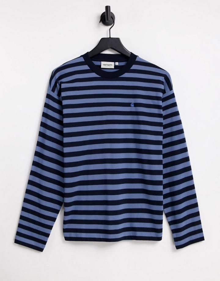 Carhartt Wip Long Sleeved T-shirt In Blue Stripe-multi