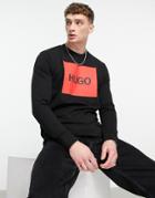 Hugo Duragol Crew Neck Sweatshirt With Red Logo In Black