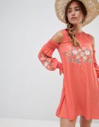 Glamorous Floral Embroidered Dress-orange