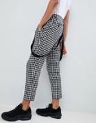 Asos Design Tapered Smart Pants In Monochrome Check With Suspenders - Black