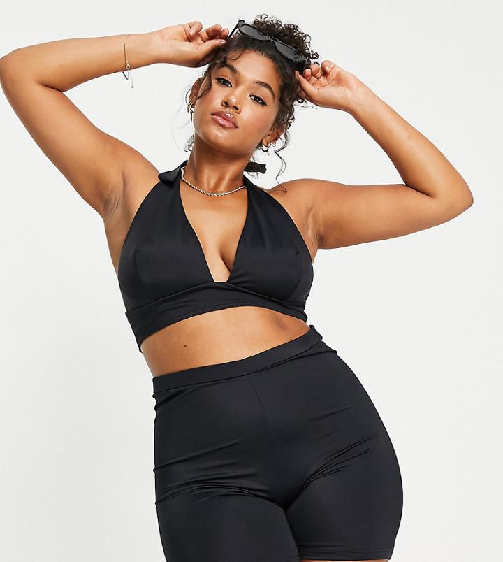 Asos Design Curve Mix And Match Legging Bikini Bottom In Black