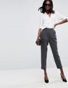 Asos High Waist Tapered Pants - Gray