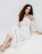 Needle & Thread Primrose Lace Cold Shoulder Dress - Cream