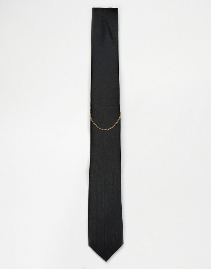 Noose & Monkey Tie With Chain - Black