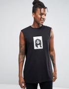 Asos Oversized Sleeveless T-shirt With Patch Applique - Black
