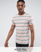Asos Tall Stripe T-shirt In Slub Fabric - Gray