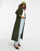 Never Fully Dressed Tailored Maxi Jacket In Khaki-green