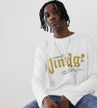 Reclaimed Vintage Inspired Branded Logo Long Sleeve T-shirt In White-black