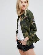 Abercrombie & Fitch Camo Trophy Jacket With Badges - Green