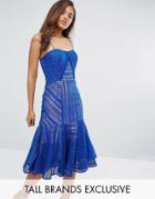 Jarlo Tall Cami Strap Lace Midi Dress - Blue