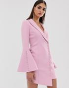 Lavish Alice Button Detail Blazer Mini Dress In Pink - Pink