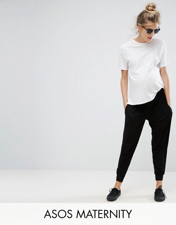 Asos Maternity Harem Pants In Jersey - Black