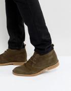 Selected Homme Royce Suede Desert Boots In Khaki - Green