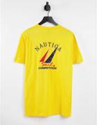 Nautica Competition Trim Back Print T-shirt In Yellow
