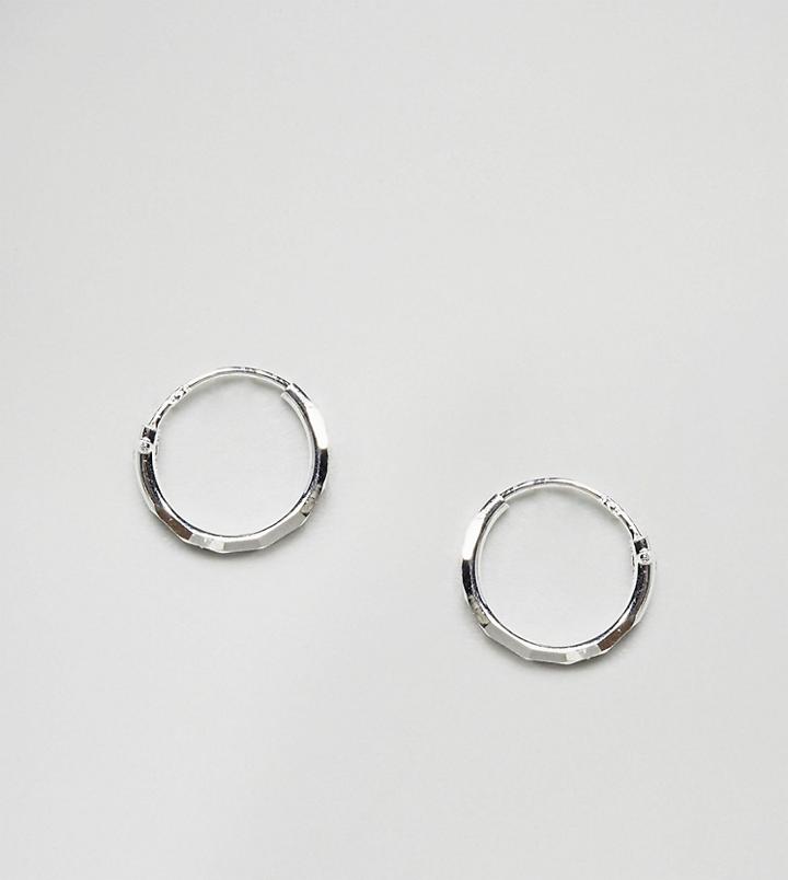 Asos Sterling Silver Faceted Hoop Earrings - Silver