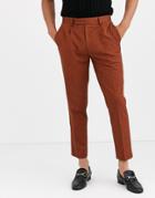 Asos Design Slim Crop Smart Pants In Terracotta
