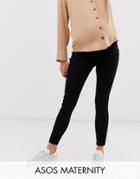 Asos Design Maternity Pull On Jegging In Clean Black With Under The Bump Waistband