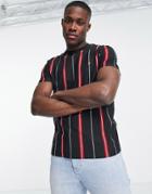 Farah Whiley Vertical Striped T-shirt In Navy-multi