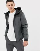 Esprit Blouson Jacket With Hood In Gray Color Block - Black