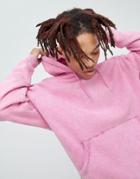 Asos Design Oversized Hoodie In Pink Acid Wash - Pink
