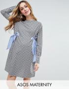 Asos Maternity Gingham Shift Dress With Bow Details - Multi
