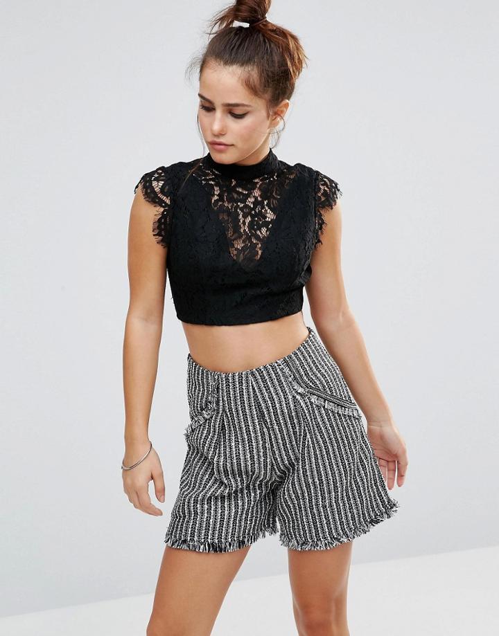 Sister Jane Satellite Shorts In Stripe - Black